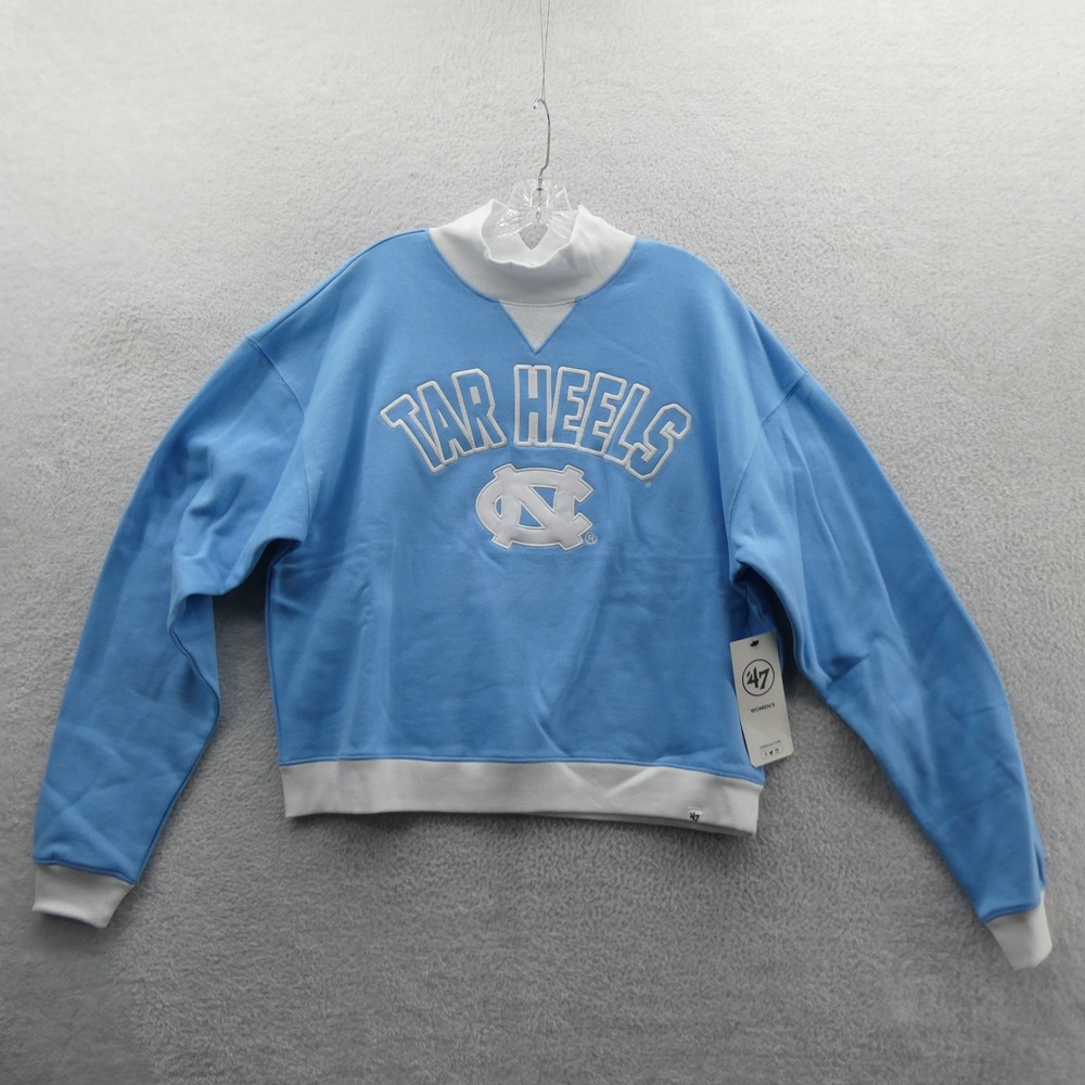 47 Brand Sweatshirt Womens Small UNC Tar Heels Blue Mock Neck Pullover Fleece